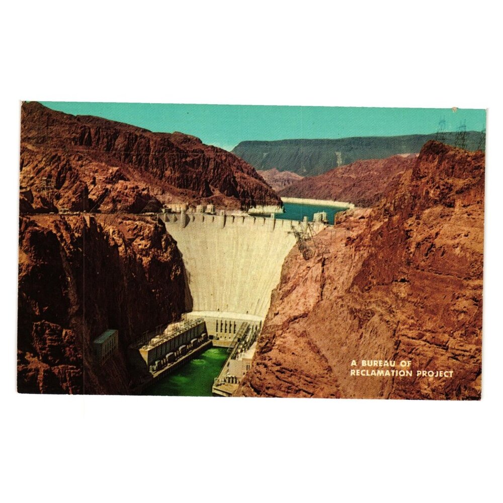 Hoover Dam Postcard Nevada Arizona Vintage Bureau Reclamation Project Lake Mead